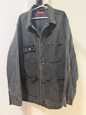 Supreme Black Washed Denim Chore Jacket